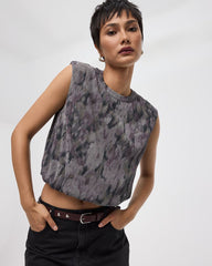 Crew-Neck PlissÃ©-Knit Tank