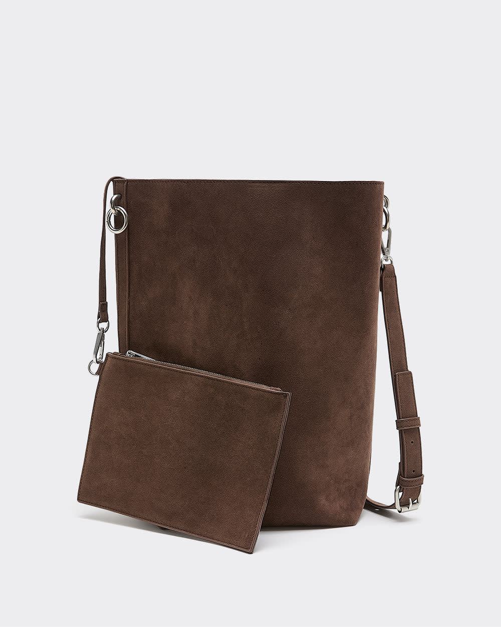 Faux Suede Bucket Bag
