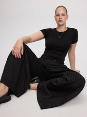 Fitted Crew-Neck Ribbed T-Shirt