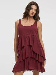 Sleeveless Scoop-Neck Tiered Mini Dress