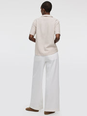 Striped Short-Sleeve Shirt with Pyjama Collar