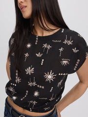 Extended-Sleeve Crew-Neck Blouse with Elasticated Hem