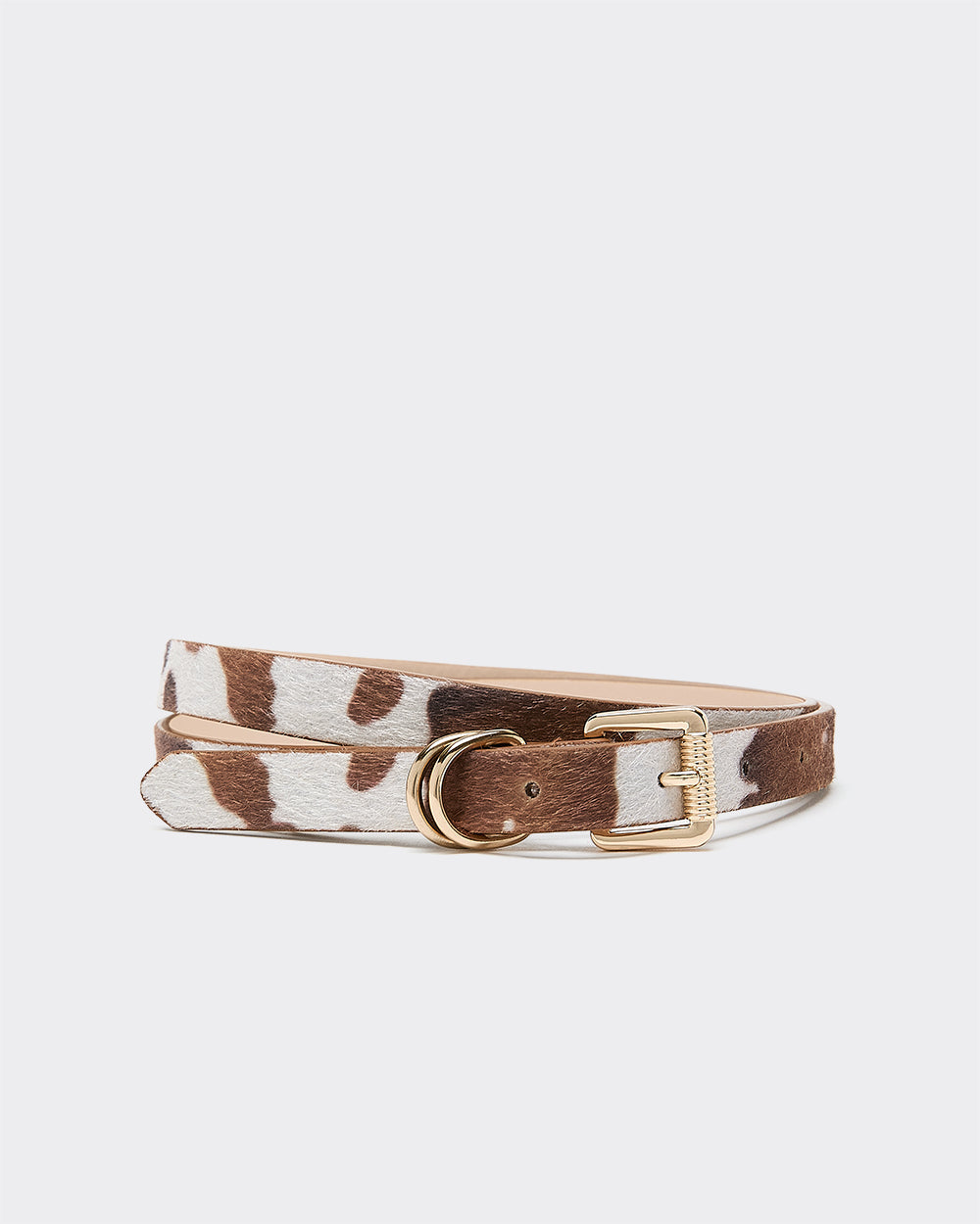 Faux Leather Belt with Cow Print