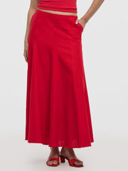 Linen High-Rise A-Line Midi Skirt