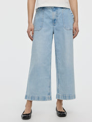 Wide-Leg High-Rise Cropped Jean