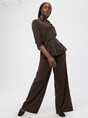 Wide-Leg High-Rise Pull-On Pant