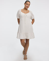 Short-Puffy-Sleeve Mini Dress with Sweetheart Neckline