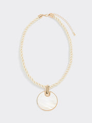Chunky Cord Necklace with Mother-of-Pearl Pendant