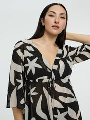 V-Neck Cover Up with High-Low Hem