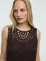 Sleeveless Crew-Neck Crochet Dress