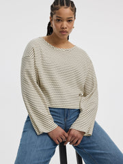 Striped Long-Sleeve Boat-Neck T-Shirt
