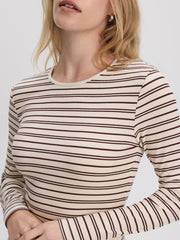 Striped Long-Sleeve Crew-Neck Ribbed T-Shirt - R Essentials