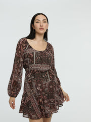 Long-Sleeve Scoop-Neck Dress