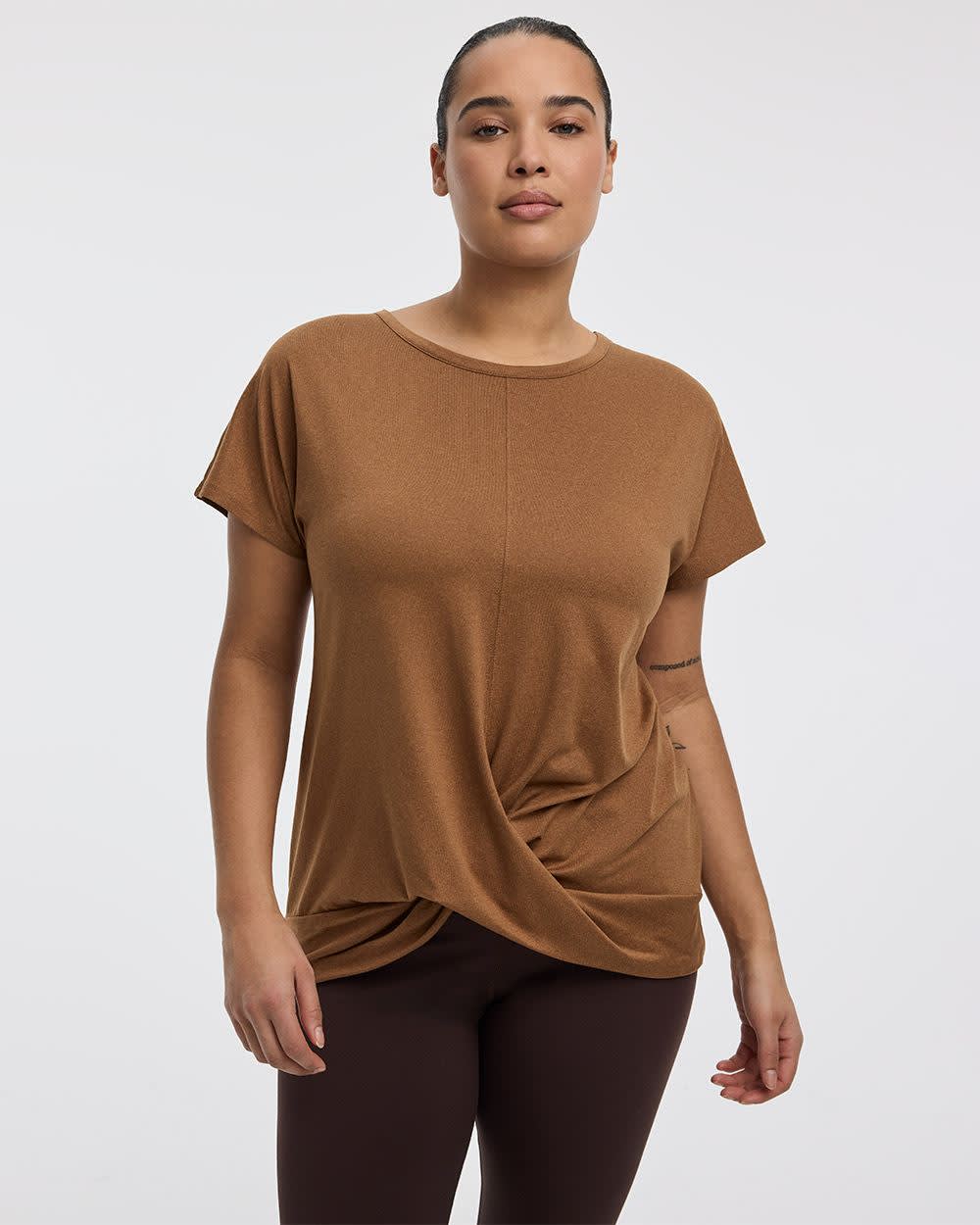 Crew-Neck T-Shirt with Twisted Front - Hyba