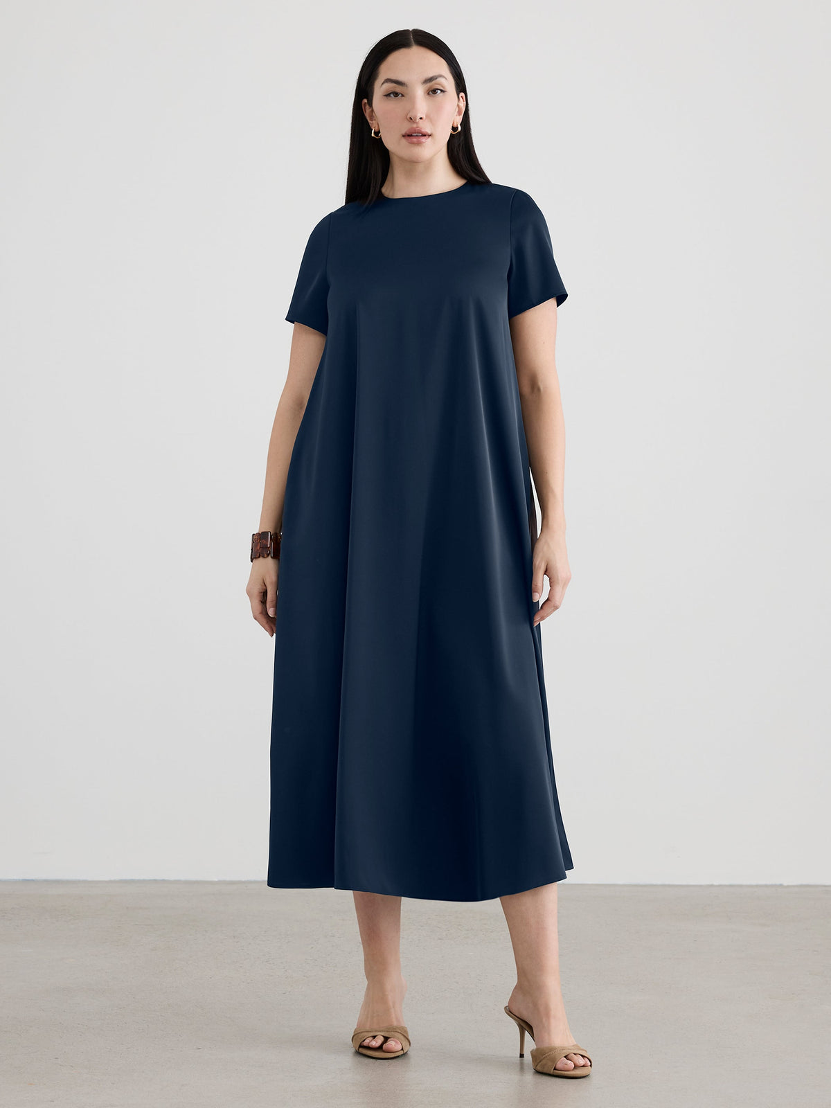 Short-Sleeve Swing Maxi Dress