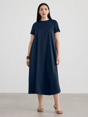 Short-Sleeve Swing Maxi Dress