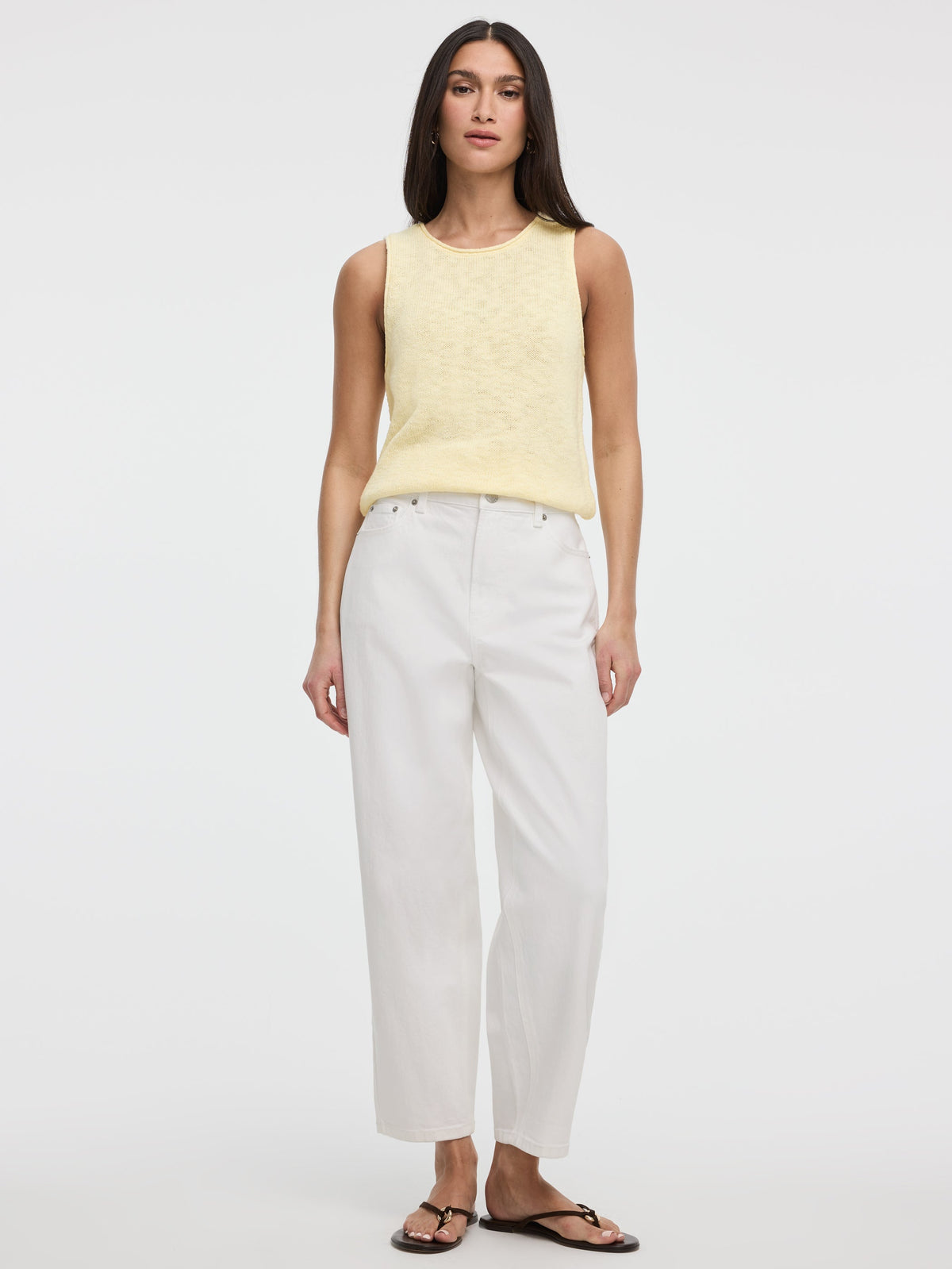 White High-Rise Barrel Jeans