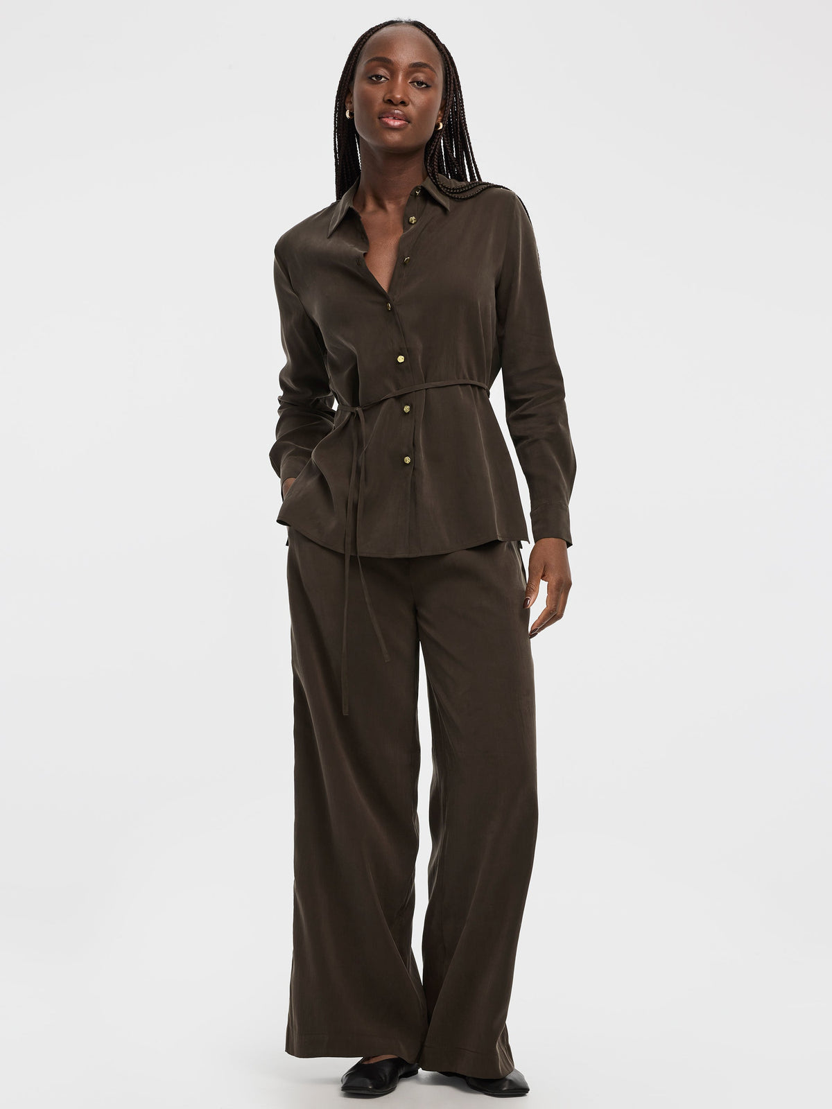 Wide-Leg High-Rise Pull-On Pant