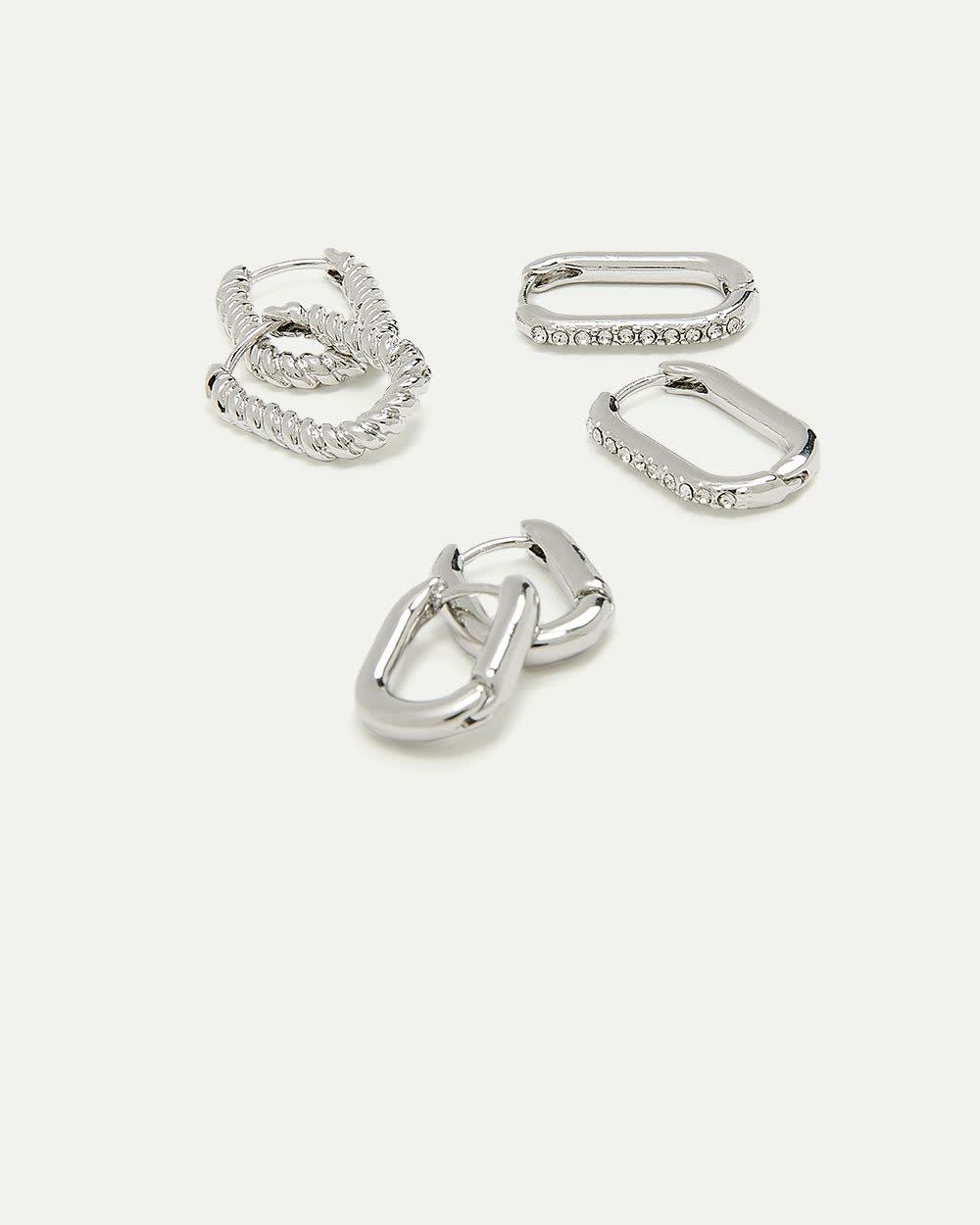 Elongated Hoops - 3 Pairs