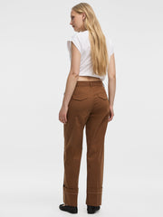 Mid-Rise Straight-Leg Cuffed Chino Pants