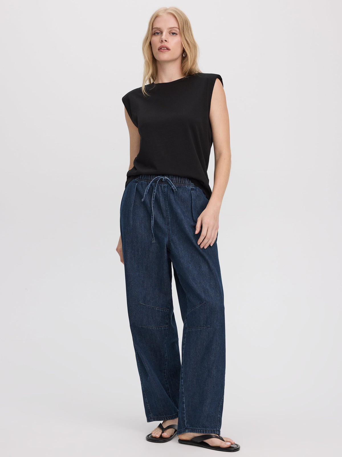 Pull-On High-Rise Barrel Pant