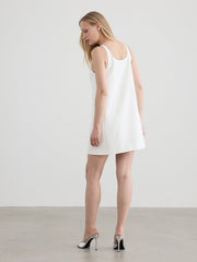 Sleeveless Scoop-Neck Mini Shift Dress with Rhinestones