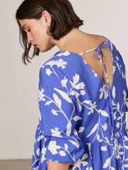 Long-Sleeve V-Neck Empire-Cut Mini Dress