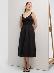 Sleeveless Midi Dress with Smocked Top