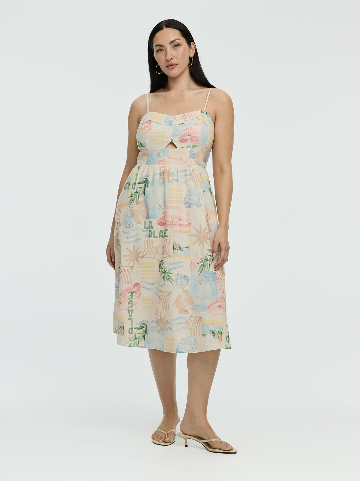 Sleeveless Midi Dress with Sweetheart Neckline