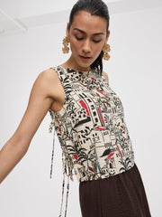 Crew-Neck Top with Self-Tie Sides