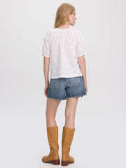 Short-Sleeve Scoop-Neck Loose Blouse
