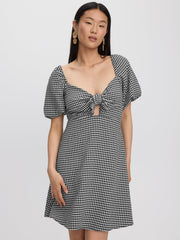 Short-Puffy-Sleeve Mini Dress with Sweetheart Neckline