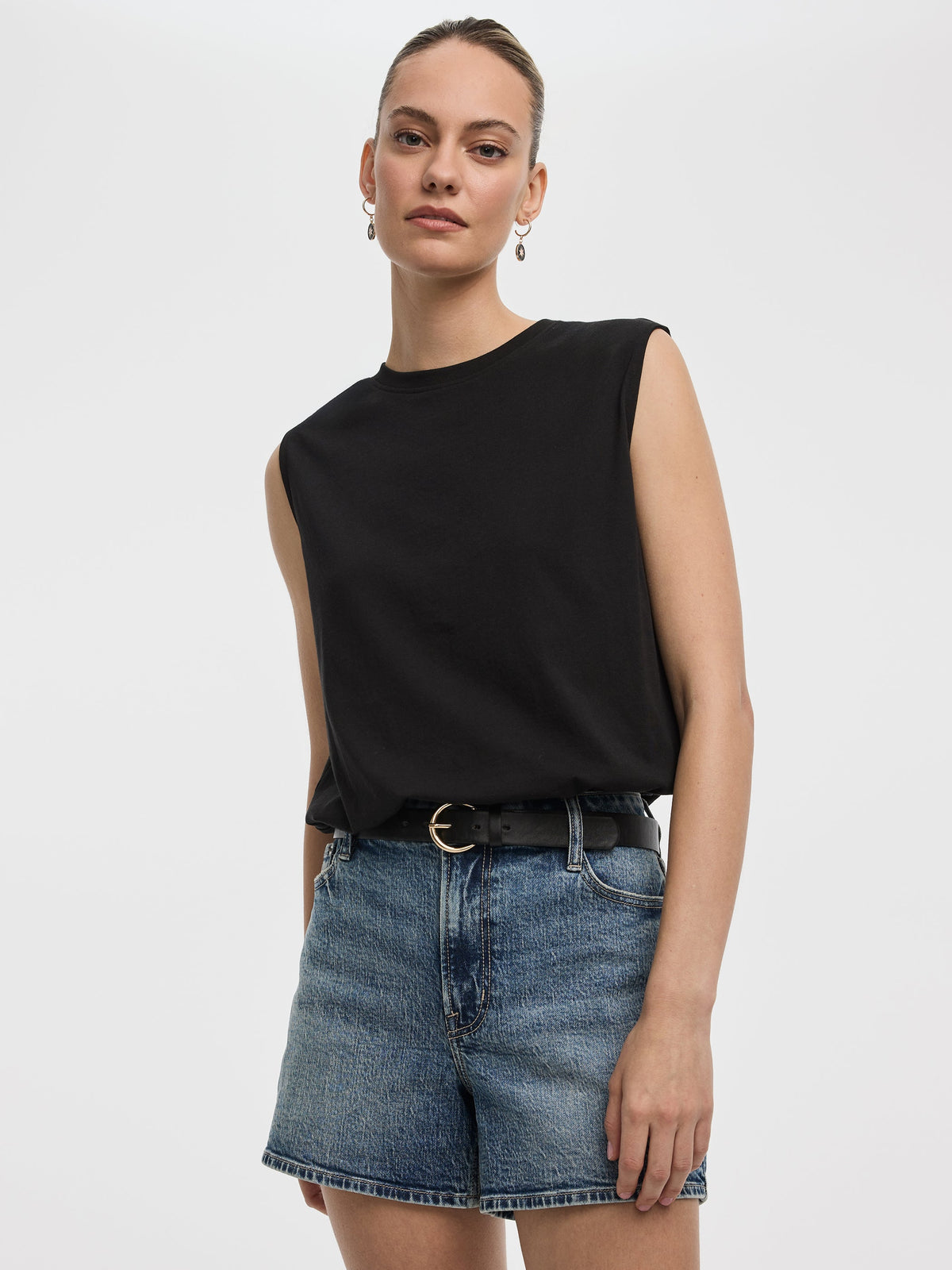 Crew-Neck Tank with Bubble Hem