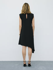 Sleeveless Midi Dress with Shoulder Pads
