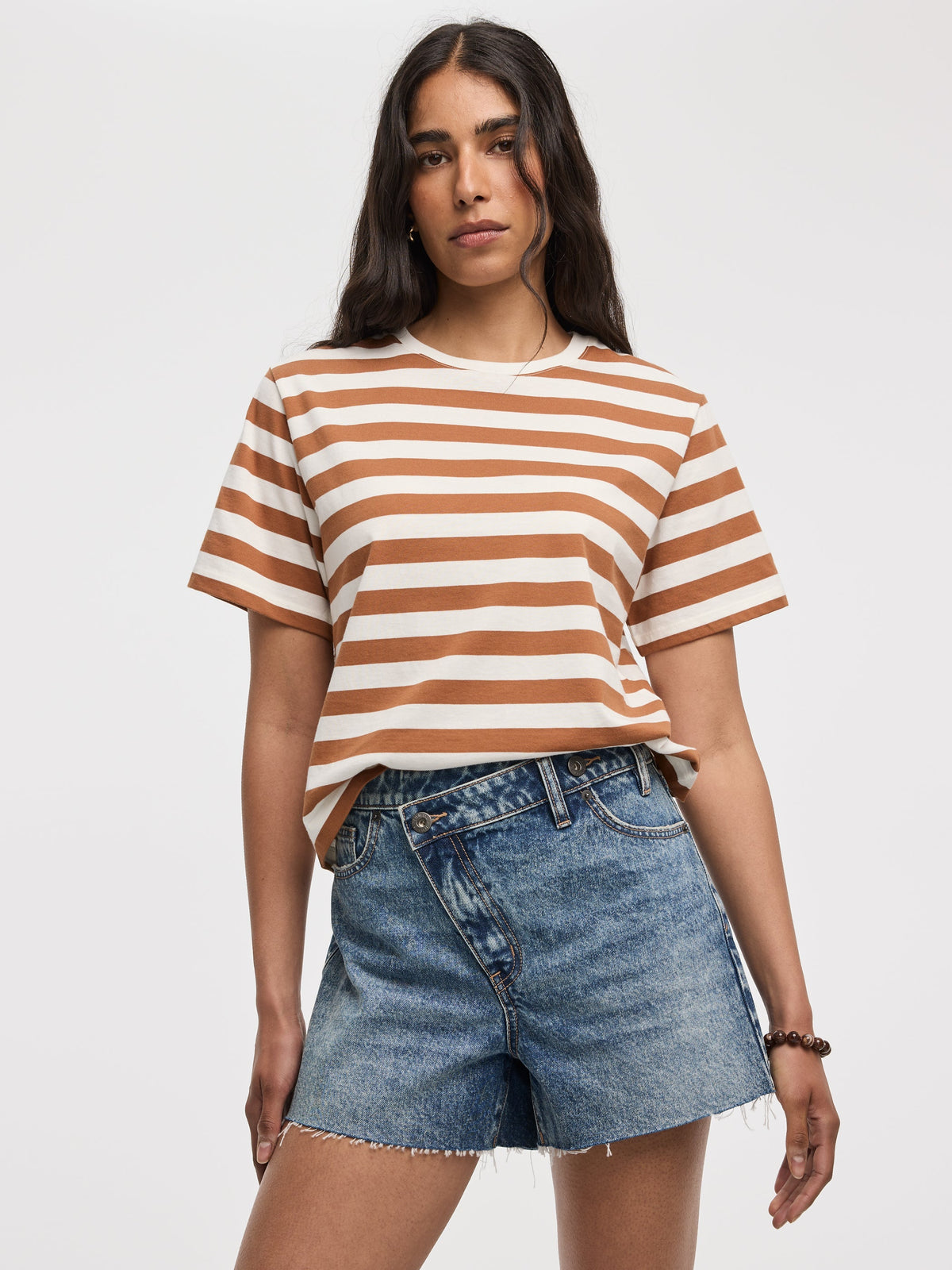 Striped Crew-Neck Boxy T-Shirt
