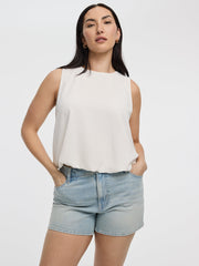 Crew-Neck Tank with Bubble Hem