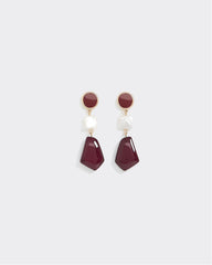 Stud Earrings with Pearl and Acrylic Pendants