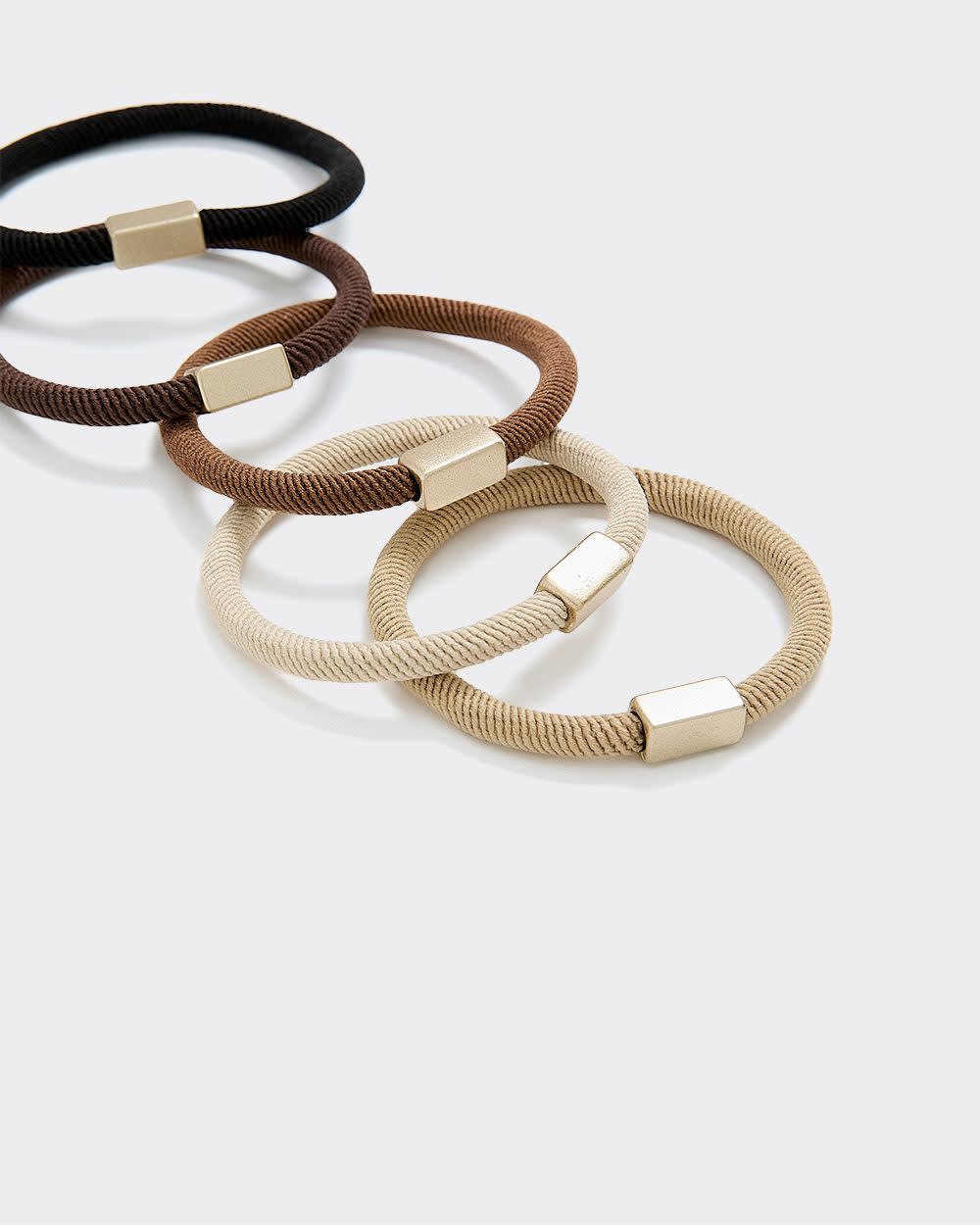 Hair Ties with Metal Piece - Set of 5