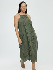 Sleeveless Maxi Dress with Halter Neckline