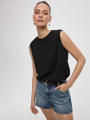 Crew-Neck Tank with Bubble Hem