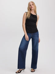 Sleeveless Top with Asymmetrical Neckline
