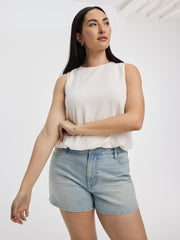 Crew-Neck Tank with Bubble Hem