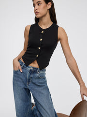 Sleeveless Crew-Neck Vest