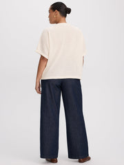 Short-Sleeve Crew-Neck T-Shirt with Pointelle Stitches