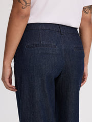 Wide-Leg Mid-Rise Denim Trousers - Curvy Fit