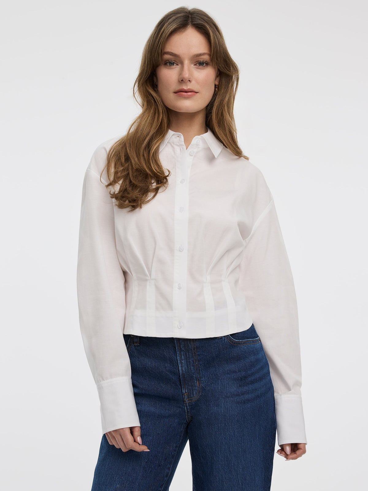 Long-Sleeve Shirt with Cinched Waist