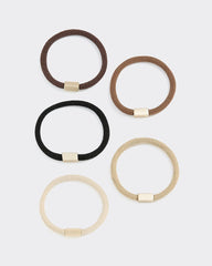 Hair Ties with Metal Piece - Set of 5