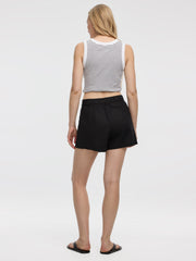 Linen-Blend Wrap Skort