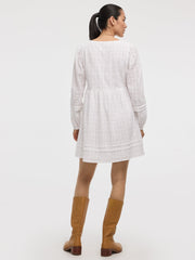 Long-Sleeve V-Neck Empire Mini Dress