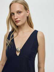 Sleeveless V-Neck Mini Dress with Seashell